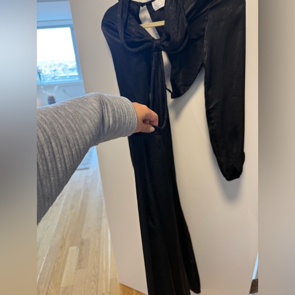 RESA textured black long sleeve maxi skirt set - Picture 4 of 5